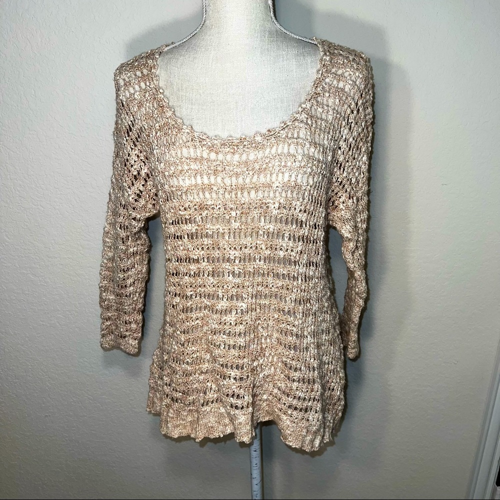 Lucky brand tan cream knitted sweater size medium